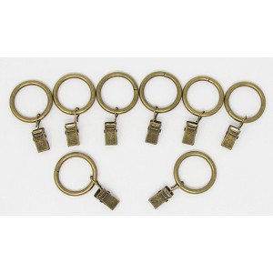 Metal Curtain Drapery Rings with Clips, 8 Pk, 1-inch Inner Diameter, Fits up to 3-4 inch Rod - 1 of 2