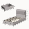 Modern Twin Platform Bed Frame with Upholstered Headboard, Storage Shelves, and 2 Hidden Drawers - 2 of 4