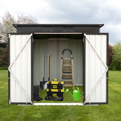 GDFStudio Virginia Modern 6ft x 4ft Outdoor Metal Storage Shed with Two Integrated Punched Vents