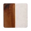 Slickblue Set of 4 Marble & Acacia Coaster, 4" Round/Square, White/Black with Padded Feet, Stylish Gift - 2 of 2