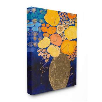 Stupell Industries Summer Floral Abstract Blue Orange Yellow