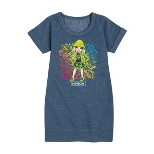 - Rainbow High - Jade Hunter Rainbow Graffiti Graphic Short Sleeve Fleece Dress - 1 of 4
