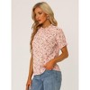 INSPIRE CHIC Women's Ruffled Short Sleeve Floral Mock Neck Summer Top - 2 of 4