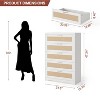 Zstar Modern Tall Rattan 5 Drawer Dresser or Living Room, Hallway, Entryway, Bedroom - 2 of 4