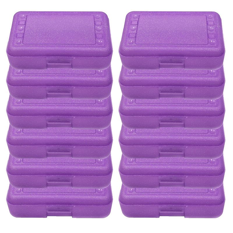 Romanoff Products Romanoff Plastic Latch Pencil Case Purple Sparkle Pack of 12 (ROM60286-12), 1 of 3