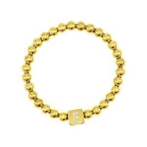 Adornia 14k Gold Plated Initial Cube Stretch Bracelet - 1 of 3
