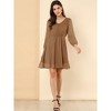 Allegra K Women's Swiss Dots Elastic Waist 3/4 Sleeve A-line Solid Flowy Chiffon Dress - 3 of 4
