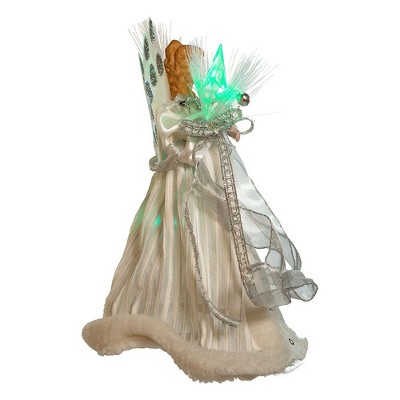 12-Inch White and Silver LED Fiber Optic Angel Tree Topper