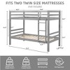 MAYEERTY Twin over Full Bunk Bed with Ladder, Wooden Bed Frame with High Guardrail and Ladder for Kids, No Box Spring Needed, Grey - 4 of 4