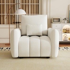 CAVINAS Sofa Chair Teddy Fabric Upholstered Lounge Chair Sofa with Pillows - 1 of 4
