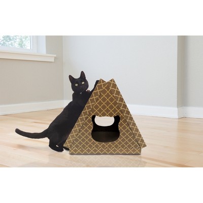 FurHaven Corrugated Tent Cat Scracter House with Catnip