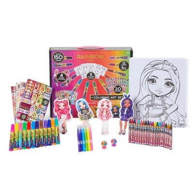 Rainbow High Coloring Art Set for Kids with Stickers and Stampers, 150+ Pieces
