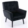 CAVINAS Linen/Velvet/Teddy/Leather Upholstered Accent Chair with Black Legs,Modern Upholstered Armchair with Wood Frame for Living Room - 4 of 4