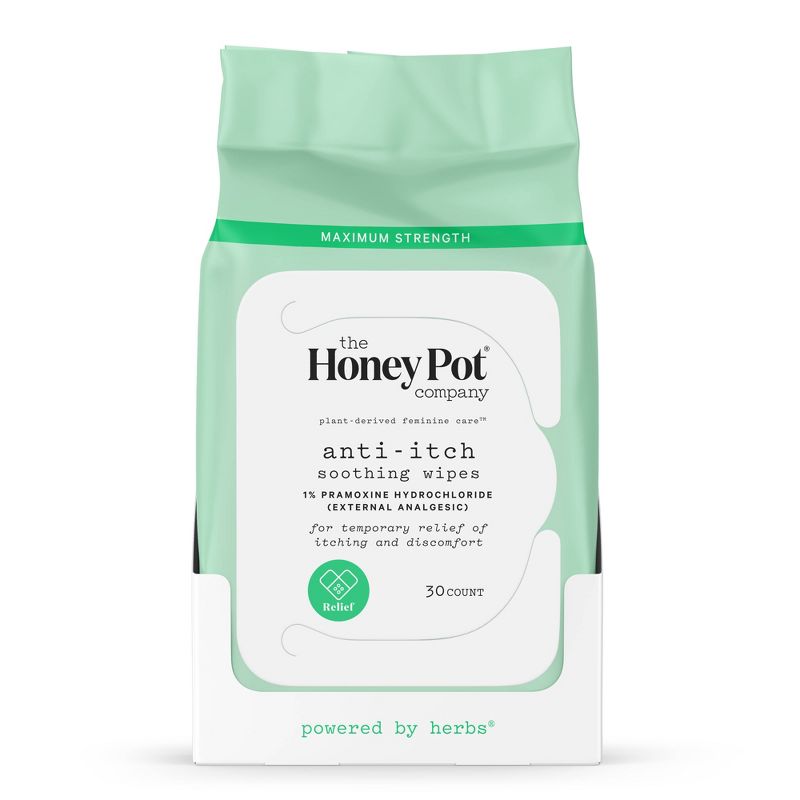 The Honey Pot Company, Anti-Itch Soothing Wipes with 1% Pramoxine Hydrochloride - 30ct, 1 of 14