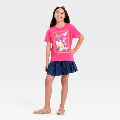 Hello Kitty Girls' Hello Kitty Short Sleeve Graphic Jersey T-Shirt - Fuchsia S — фото 4