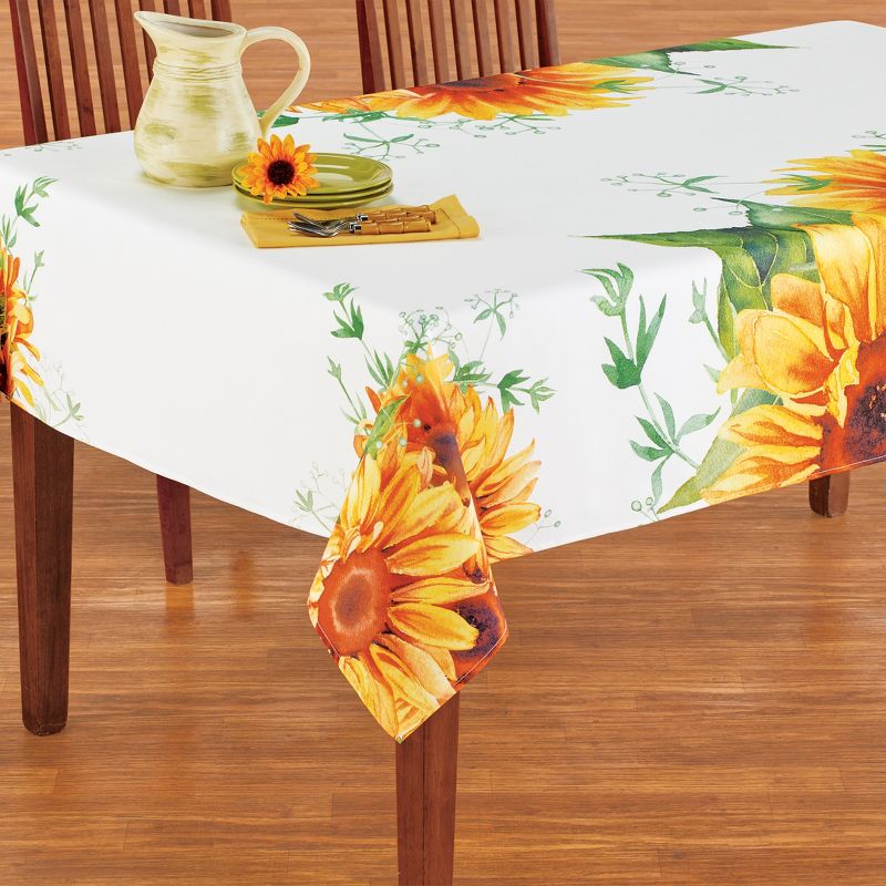 Collections Etc Beautiful Sunflower Printed Tablecloth, 2 of 4