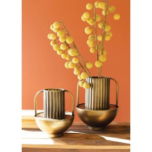 Metal Vases with Handles – Set of 2 Antique Brass 12" and 10" Tall by Kalalou - 1 of 4