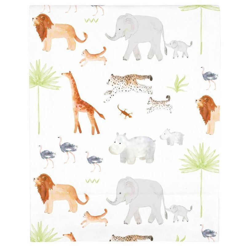 NoJo Watercolor Jungle Animals Crib Sheet Mini Fitted Crib Sheet, 4 of 5