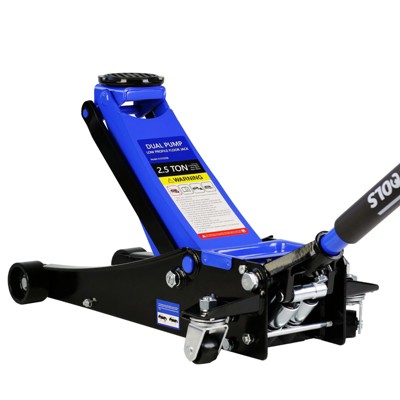 VisioGear 2.5 Ton Low Profile Floor Jack, Racing Floor Jack with Dual Pistons Quick Lift Pump, Hydraulic Floor Jack Lifting, Black&Blue,