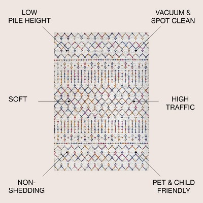 Cream and Multi Diamond Pattern 8' x 10' Synthetic Area Rug