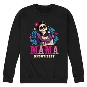 Men's Disney Imelda Mama Knows Best Graphic Fleece Sweatshirt - Black - Small - 1 of 4