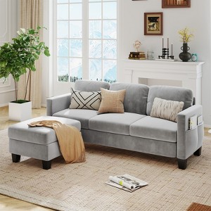 Pinmoco 67 inch Velvet L-shaped Sofa Modular Sofa with Storage Reversible Ottoman Sectional Sofa - 1 of 4