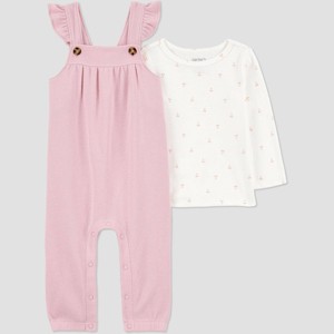 Carter's Just One You® Baby Girls' 2pc Cherry Ruffle Jumper Set - Pink - 1 of 4