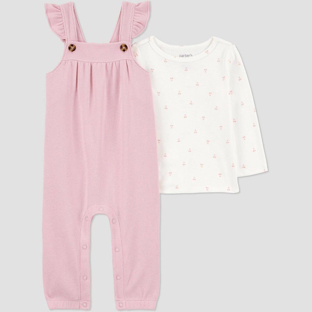 Carter's Just One You® Baby Girls' 2pc Cherry Ruffle Jumper Set - Pink Newborn