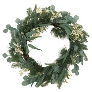Artificial Greenery Wreath for Wedding Christmas Wreath with Eucalyptus Berries Flowers, Indoor Outdoor Wreaths for Wedding Table Party Home Decor - 1 of 4
