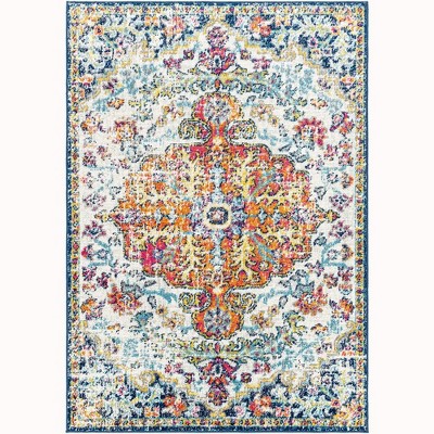 Mark & Day Olivia 3'11"x5'7" Rectangle Woven Indoor Area Rugs Saffron/Navy: Medium Pile, Stain-Resistant, Traditional Decor