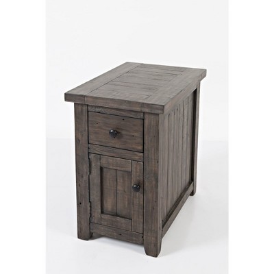 Barnwood Brown Rustic Reclaimed Wood Chairside Table with Storage