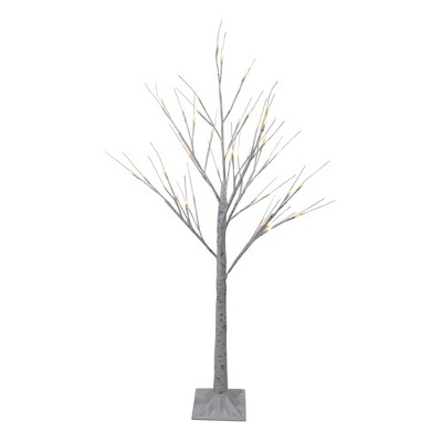 Northlight 4' LED Lighted White Birch Tree Outdoor Decoration - White Lights