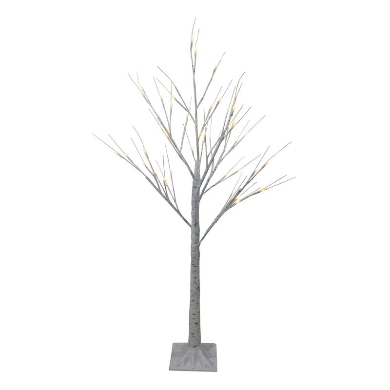 Northlight 4' LED Lighted White Birch Tree Outdoor Decoration - White Lights, 1 of 7
