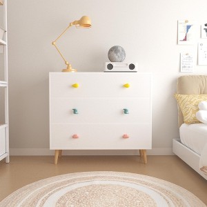 LOVSON Kids 3 Drawer Dresser, Bedroom Crib Nightstand, Toddler Storage Cabinet for Living Room, Toddler Room, Nursery, Closet, Apartment,White - 1 of 4