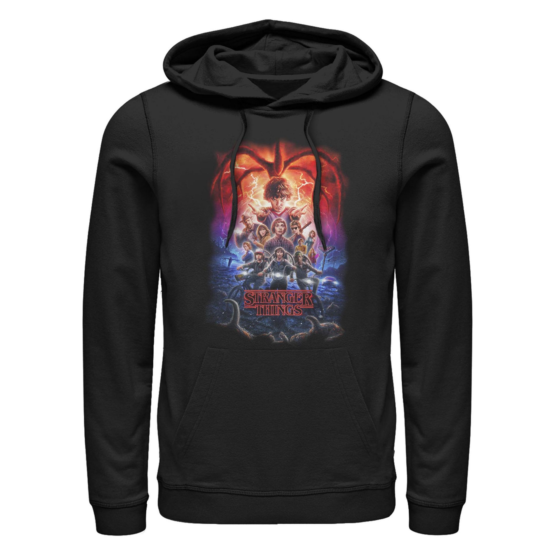 Men's Stranger Things Group Costume Poster  Pull Over Hoodie - Black - Medium