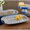 Fitz and Floyd Madeline 15" Serving Platter with Handles, Blue and Gold Floral Patterns, Crafted from Stoneware - 4 of 4