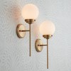 360 Lighting Ayva Modern Wall Light Sconces Set of 2 Shining Brass Hardwire 6" Fixture White Glass Globe Shade for Bedroom Bathroom Vanity Reading - 2 of 4