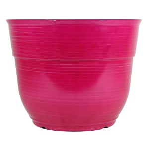 Garden Elements Indoor/Outdoor Glazed Brushed Happy Plastic Planter, Large, 15in - 1 of 4