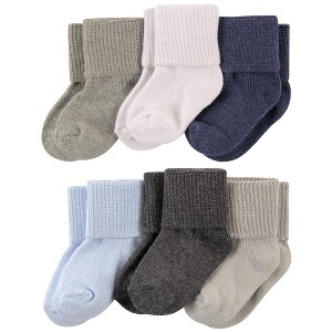 Luvable Friends Baby Boy Newborn and Baby Socks Set, Blue Gray, 6-12 Months - 1 of 1