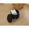 FONTOI Round Storage Ottoman, Ottoman Foot Stools with Removable Lid for Living Room Bedroom, Black, 13"*15.8"*13" - 3 of 4