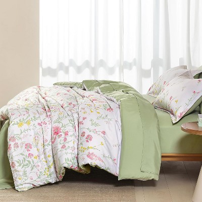 Der Rose BALHAM TRADE-7 Piece Queen Size Green Floral Comforter Set All Season Bed in a Bag with Sheets Purple-Queen 90"x90" — фото 7