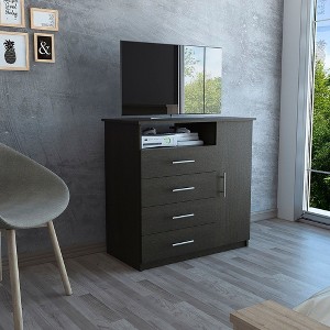 Okak 4-Drawer Dresser with 1 Door-Storage Cabinet&1 Shelf,Large TV Dresser for Bedroom&Living Room,Matte Black Finish Dresser,Superior Top - 1 of 4