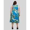 24seven Comfort Apparel Plus Size Midi Length Teal Paisley Print Sleeveless Pleated Pocket Dress - 3 of 4