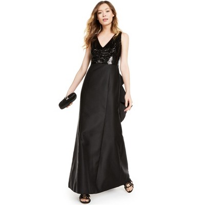 Adrianna Papell Womens Sequined Mikado A-line Dress