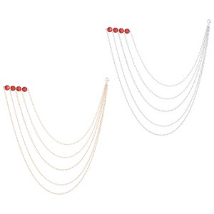 Unique Bargains Fashion Alloy Rhinestone Tassel Chain Hanging Crystal Elegant Brooch 2 Pcs - 1 of 4