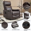 Black Faux Leather Heat Massage Manual Recliner Chair with Rocker and Swivel for Living Room - 3 of 4