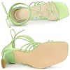 Allegra K Women's Square Toe Lace Up Strappy Chunky High Heels Sandals - 4 of 4