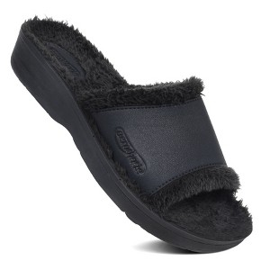 Aerothotic - Aspen Fuzzy Strap Ladies Arch Support Slides - 1 of 4
