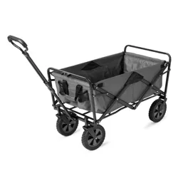 Mac Sports Heavy Duty Steel Frame Collapsible Folding 150lbs. Capacity Outdoor Camping Garden Utility Wagon Yard Cart - Gray