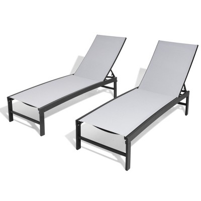 Pellebant Outdoor Pool Lounger Aluminum All-weather Adjustable Chaise Lounge Chair